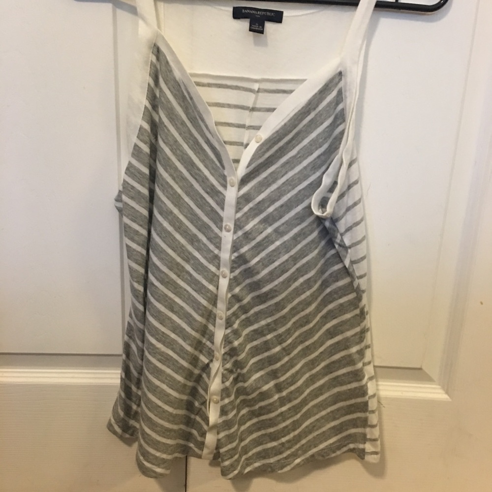 Striped, Button Down, Knit Tank